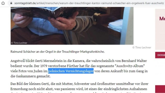 Tym razem fałszywego określenia polski obóz zagłady użyła ewangelicka gazeta Sonntagsblatt.