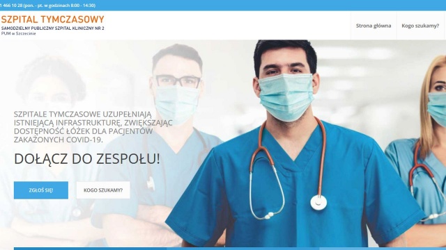 Przede wszystkim lekarze i pielęgniarki, ale też ratownicy, opiekuni, diagności, fizjoterapeuci, salowe oraz pracownicy rejestracji - to lista zawodów poszukiwanych do pracy w tymczasowych szpitalach w Szczecinie tworzonych przez polski rząd.