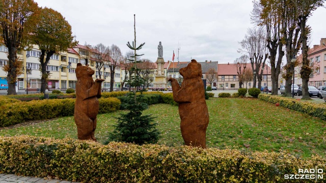 Mają być atrakcją dla mieszkańców i przyciągać turystów. W centrum Mieszkowic stanęły dwa wielkie drewniane niedźwiadki, a między nimi jodła. Ten pomysł nie jest przypadkowy.