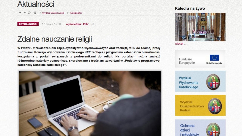 Jak wygląda religia on-line w dobie epidemii?. źródło: https://kuria.pl/katecheza/aktualnosci/Zdalne-nauczanie-religii_4014