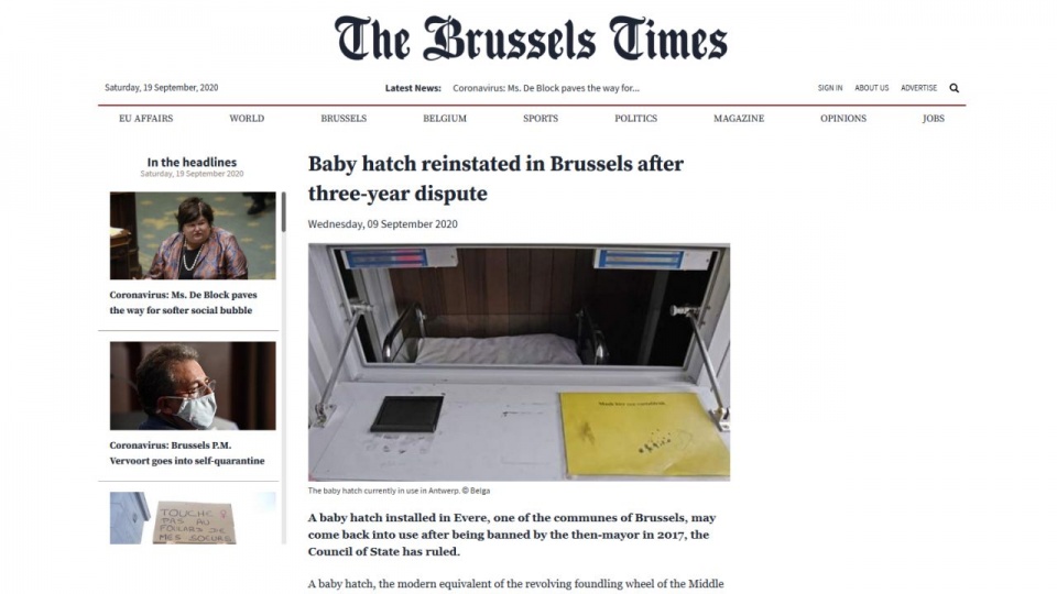 Drugie w Belgii "Okno życia" powstało w gminie Evere, a pierwsze w Antwerpii, 20 lat temu. źródło: https://www.brusselstimes.com/brussels-2/130522/baby-hatch-reinstated-in-brussels-after-three-year-dispute/