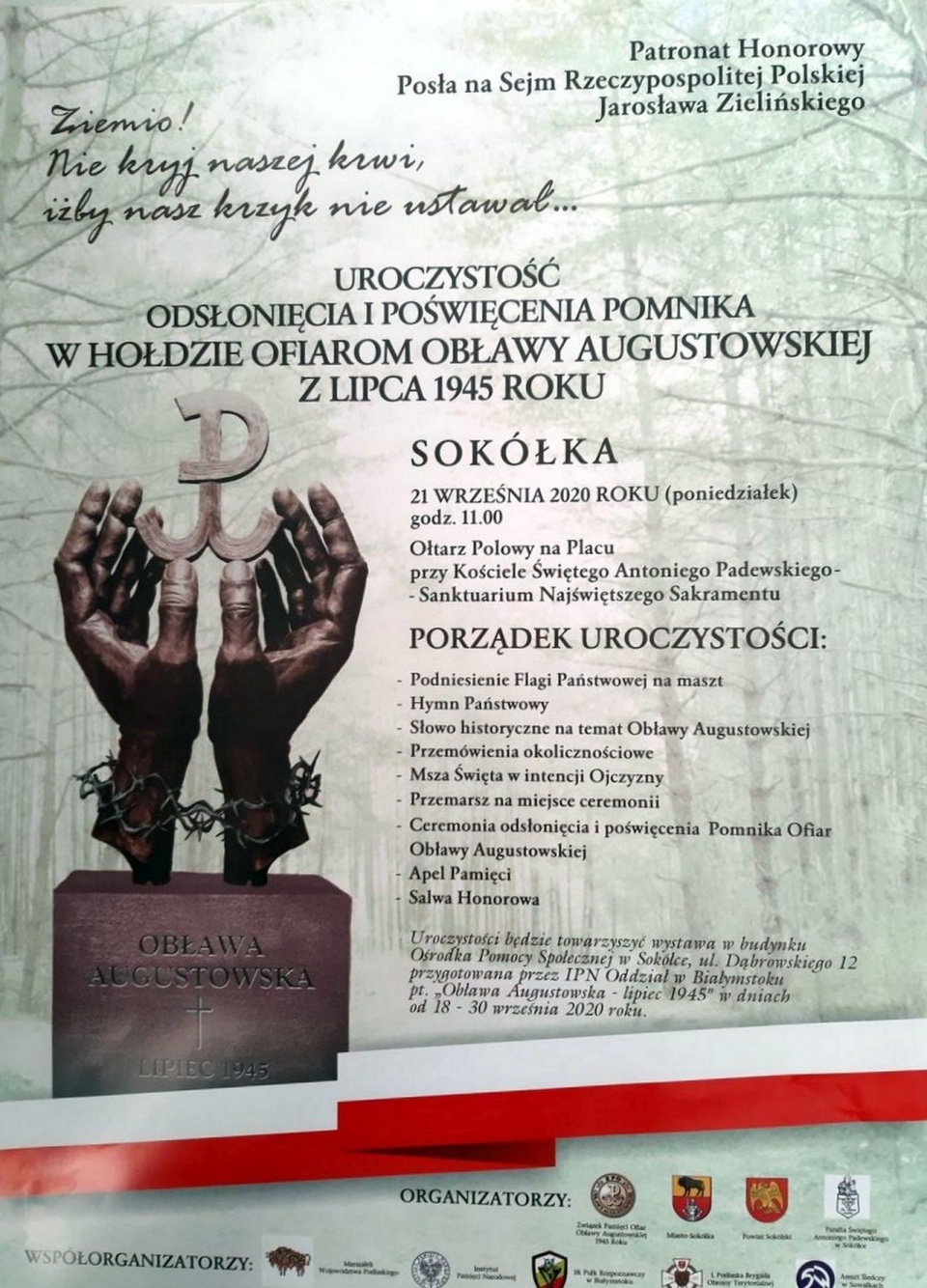 źródło: https://sokolka.pl/2020/09/03/odsloniecie-pomnika-w-holdzie-ofiar-oblawy-augustowskiej.