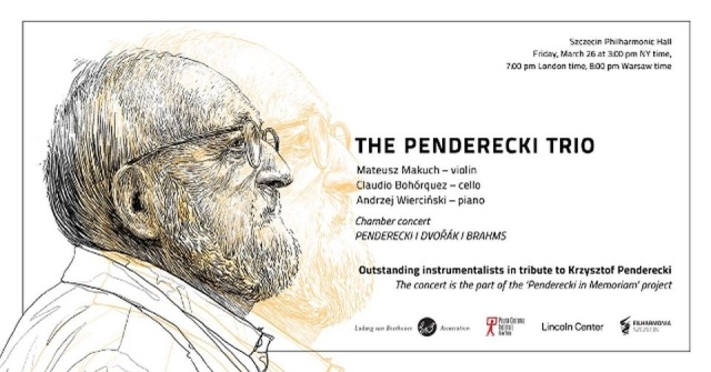 Afisz koncertu „The Penderecki Trio” w Lincoln Center. Fot. [Materiały prasowe] Światowa premiera „The Penderecki Trio” w nowojorskim Lincoln Center [ZDJĘCIA]