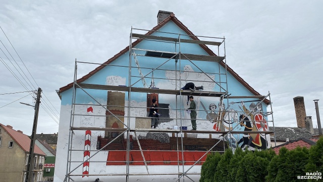 Uroczyste odsłonięcie muralu odbędzie się 30 września w Cedyni. Fot. Marcin Kokolus [Radio Szczecin] Historyczny mural w Cedyni [ZDJĘCIA]
