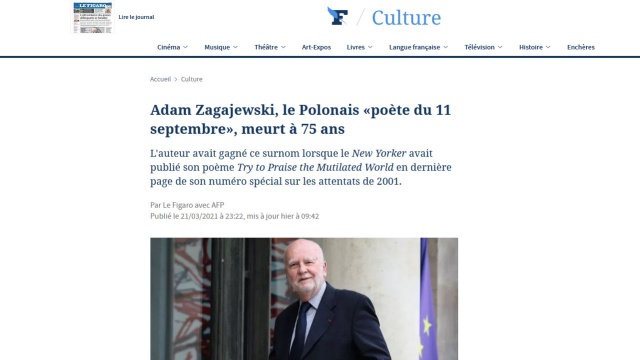 Francuskie media żegnają Adama Zagajewskiego