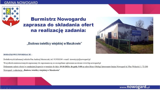 Ponad 650 tysięcy złotych kosztować będzie nowa świetlica w Maszkowie k. Nowogardu.