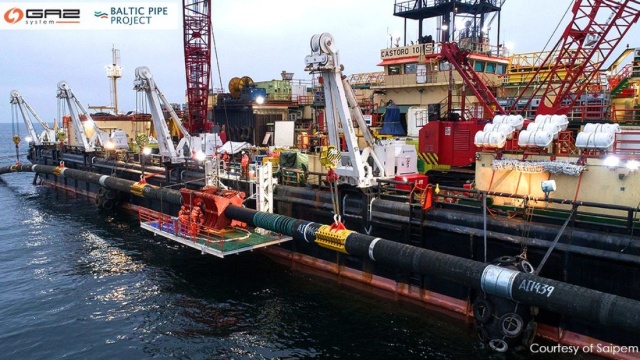 Spółka Gaz-System poinformowała o zakończeniu podmorskiej części powstającego gazociągu Baltic Pipe.