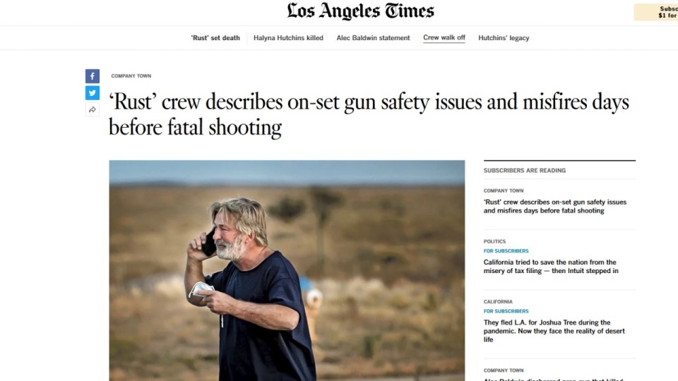 Według Los Angeles Times kilku członków ekipy filmowej opuściło produkcję z powodu obaw dotyczących warunków i kwestii bezpieczeństwa. źródło: https://www.latimes.com/