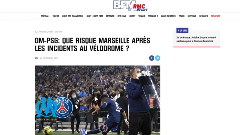 Francuska policja zatrzymała 21 osób, które wzięły udział w niedzielnych bójkach przed stadionem Vélodrome w Marsylii - poinformowała stacja BFM TV. źródło: https://rmcsport.bfmtv.com/football/