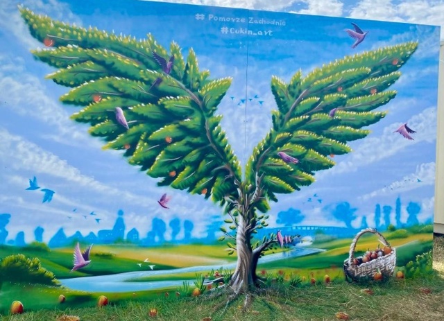 Mural z autografem Jerzego Owsiaka do wylicytowania podczas Wielkiej Orkiestry Świątecznej Pomocy.