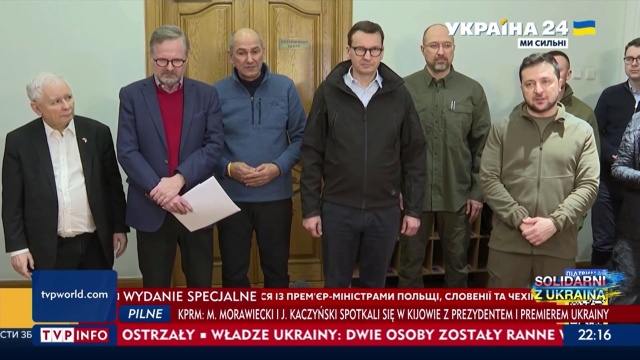 W Kijowie zakończyło się spotkanie premiera Mateusza Morawieckiego, wicepremiera Jarosława Kaczyńskiego oraz premierów Czech i Słowenii Petra Fiali i Janeza Janszy z prezydentem Ukrainy Wołodymyrem Zełenskim.