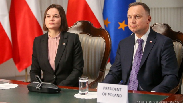 Prezydent Andrzej Duda spotkał się w Pałacu Prezydenckim z przywódczynią białoruskiej opozycji Swiatłaną Cichanouską.
