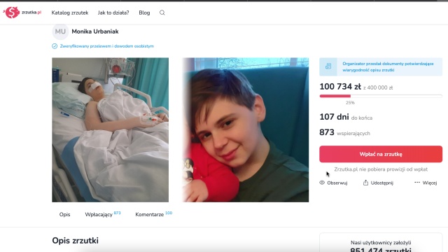 Michał z Golczewa walczy ze struniakiem, potrzebne są pieniądze na jego leczenie. 14-latek zachorował na bardzo rzadki nowotwór kości potylicznej.
