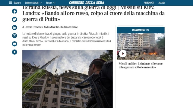 Corriere della Sera zarzuca włoskim elitom milczenie w sprawie ludobójstwa, którego Rosjanie dopuszczają się na Ukrainie.
