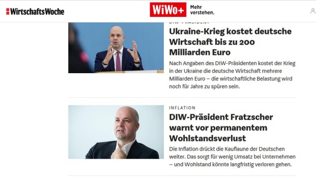 Według niemieckich ekonomistów wojna na Ukrainie kosztuje Niemcy ponad 200 miliardów euro. Szef Instytutu Badań Gospodarczych Marcel Fratzscher przekonuje, że jej skutki gospodarcze dopiero dadzą się Niemcom we znaki i będą odczuwalne przez co najmniej przez kilka lat.