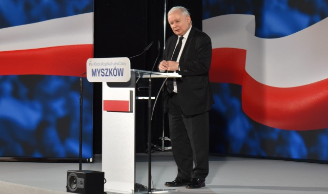 Prezes Prawa i Sprawiedliwości spotkał się z wyborcami w Myszkowie w województwie śląskim.