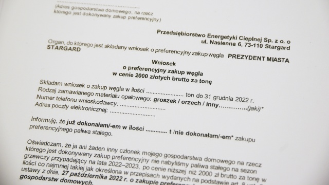 Ponad 100 mieszkańców złożyło wniosek na zakup węgla w Stargardzie.