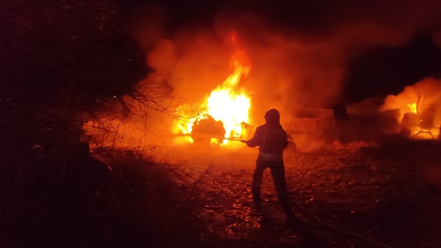 Nocny pożar w miejscowości Charzyno.