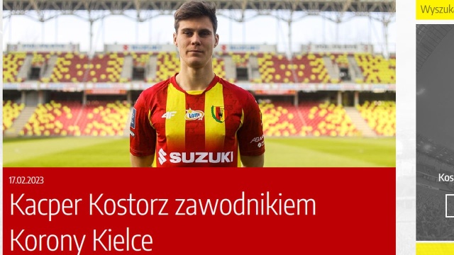 Kacper Kostorz został do końca obecnego sezonu wypożyczony przez Pogoń Szczecin do Korony Kielce. Wypożyczenie zawiera także opcję wykupienia piłkarza przez kielecki klub.