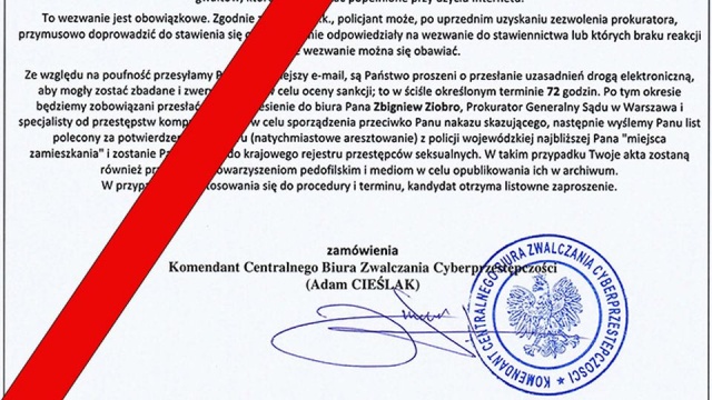 Nowy sposób oszustwa - tym razem rozsyłane są maile od Komendanta Głównego Policji i wykorzystujące wizerunek Centralnego Biura Zwalczania Cyberprzestępczości, a także innych jednostek Policji.