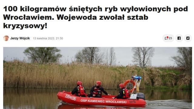 Urząd Miejski Wrocławia zaleca mieszkańcom stolicy Dolnego Śląska unikanie kontaktu z wodą z miejskiej fosy. Apeluje także, by trzymać od niej z daleka zwierzęta.