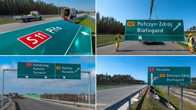 Montowane jest już oznakowanie - trasa S11 gotowa będzie za kilka miesięcy. Chodzi o odcinek Koszalin-Zegrze Pomorskie.