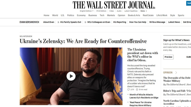 Ukraina jest gotowa do rozpoczęcia długo oczekiwanej kontrofensywy w wojnie z Rosją - powiedział Wołodymyr Zełenski w ekskluzywnym wywiadzie dla amerykańskiego dziennika Wall Street Journal.