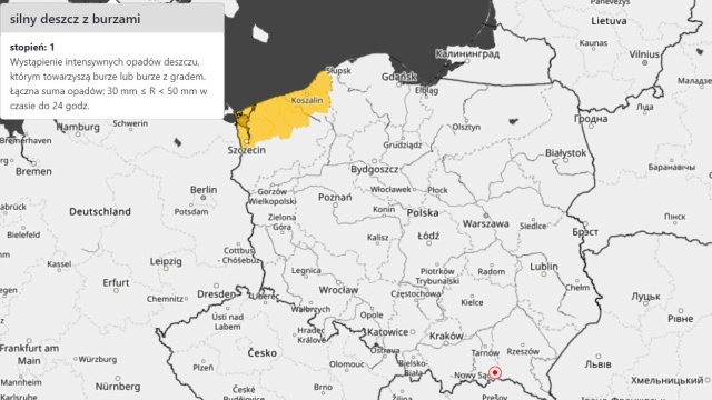 Instytut Meteorologii i Gospodarki Wodnej wydał ostrzeżenia pierwszego i drugiego stopnia przed burzami z gradem dla Polski południowo-wschodniej, centralnej i północno-zachodniej. Miejscami w czasie burzy porywy wiatru mogą zbliżać się do 80 kilometrów na godzinę.