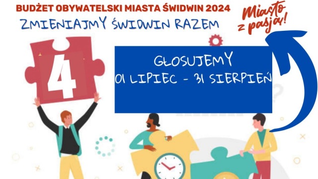 Mieszkańcy mają do wyboru cztery projekty: Ekologiczny Plac Zabaw w Dużym Parku, Park Linowy w Parku Miejskim, Miasteczko Rowerowe przy Szkole Podstawowej nr 1 i nowy Plac Zabaw na Osiedlu Wojskowym.