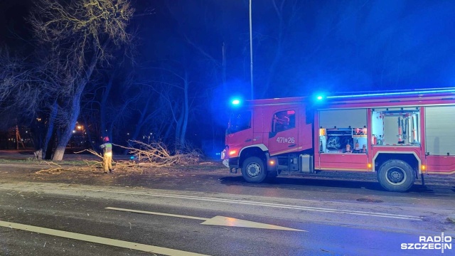 Pracowitą noc mają za sobą strażacy w regionie. Silnie wieje także nad morzem.