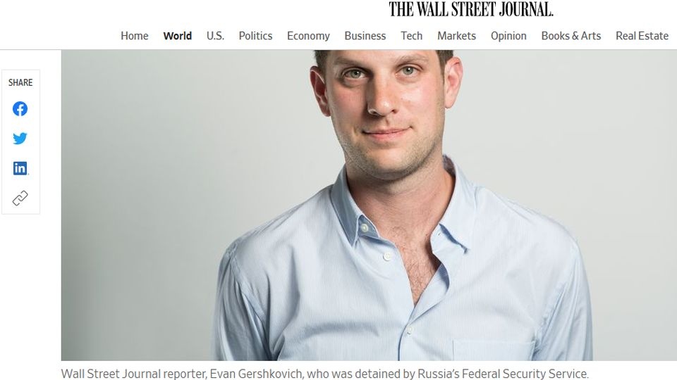Jak poinformowały rosyjskie media niezależne, zatrzymany amerykański korespondent The Wall Street Jurnal Evan Gerszkowicz zbierał na Uralu materiały dotyczące najemników z "Grupy Wagnera". źródło: https://www.wsj.com