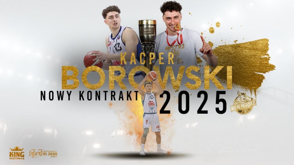Kacper Borowski jest drugim koszykarzem, który podpisał nowy kontrakt ze szczecińskim klubem i czwartym w kadrze na nowy sezon. źródło: https://www.facebook.com/kingwilki
