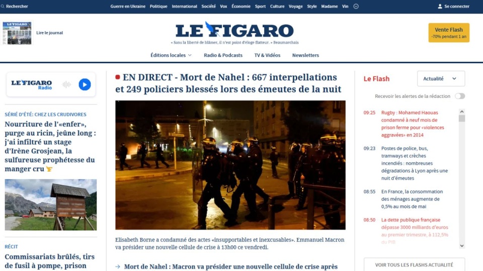 Uczestnicy zamieszek atakowali nie tylko policjantów i strażaków, ale też dziennikarzy. Napadli na dwóch reporterów „Le Figaro” i fotografa „Libération”. źródło: https://www.lefigaro.fr