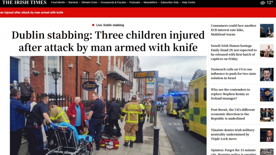 Wśród rannych jest troje dzieci oraz dwoje dorosłych. źródło: https://www.irishtimes.com/