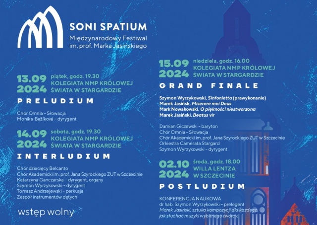 Materiały prasowe organizatora Festiwalu Rozpoczyna się 4. Międzynarodowy Festiwal im. prof. Marka Jasińskiego "Soni Spatium"