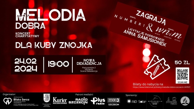 Melodia dobra dla Kuby Znojka - to hasło koncertu charytatywnego, który odbędzie się dziś w Szczecinie.