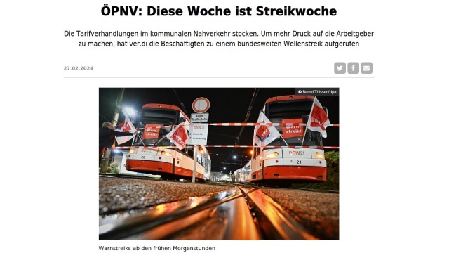 Strajk pracowników komunikacji w Niemczech. Stoją autobusy, tramwaje, metro. Protest jest widoczny w prawie całych Niemczech.