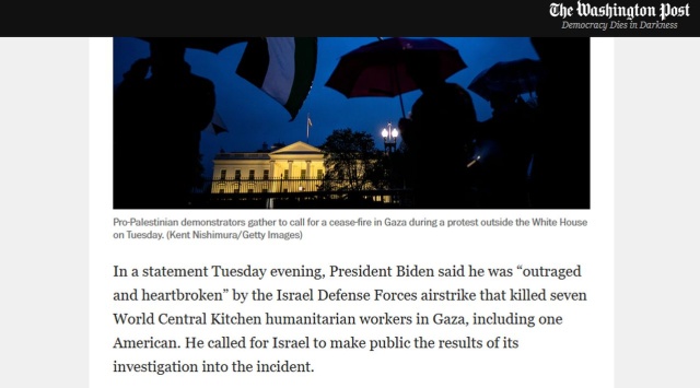 Prezydent Joe Biden wyraził oburzenie z powodu śmierci siedmiu pracowników organizacji World Central Kitchen, którzy zginęli w izraelskim ataku w Strefie Gazy.