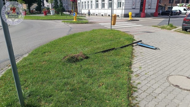 Miała trzy promile i staranowała znak. To kierująca autem osobowym.