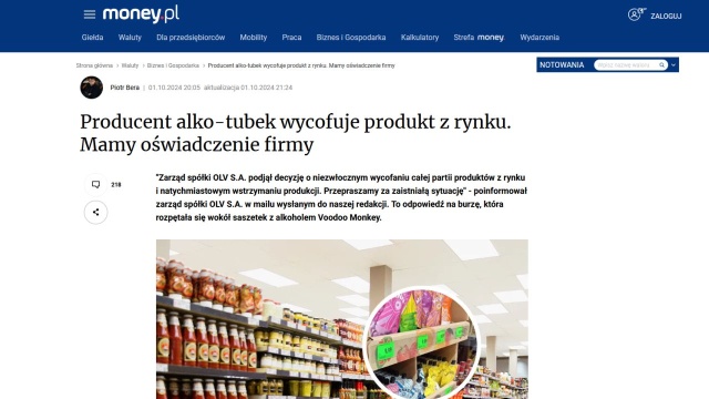 Producent wycofuje alkotubki z rynku i przeprasza