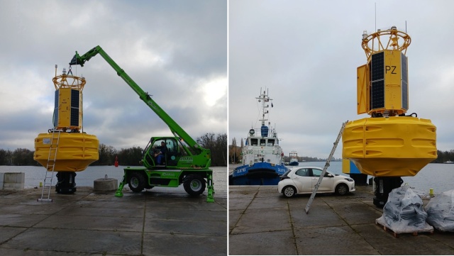 Ma 7,5 metra wysokości i waży ponad 3 tony. Chodzi o pławę pomiarową Mobilis DB 14 000, którą kupił Urząd Morski w Szczecinie.