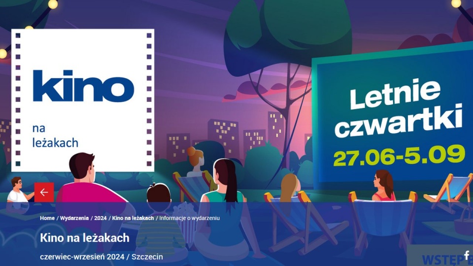 Pierwszy film: "Grand Budapest Hotel" wyświetlony zostanie 27 czerwca o godzinie 22 w Parku Chopina. źródło: https://www.zstw.szczecin.pl/pl/wydarzenia/2024/kino-na-lezakach/informacje-o-wydarzeniu