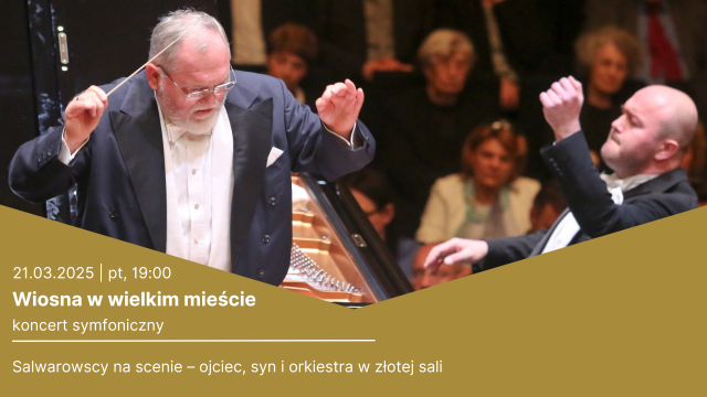 Jerzy Salwarowski – dyrygent (od lewej) i Hubert Salwarowski – pianista. Fot. Sebastian Wołosz Jerzy i Hubert Salwarowscy w Złotej Sali Filharmonii [ZDJĘCIA]