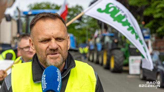 Stanisław Barna. Fot. Robert Stachnik [Radio Szczecin] Rolnicy protestowali na ulicach Szczecina [WIDEO, ZDJĘCIA]