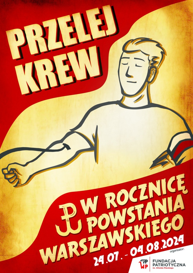 Materiały organizatora "Przelej krew w rocznicę Powstania Warszawskiego". Pamiątkowa koszulka za krew [ZDJĘCIA]