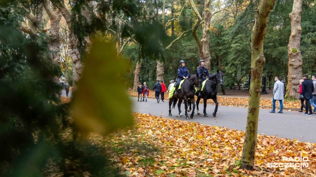 Fot. Robert Stachnik [Radio Szczecin] Policjanci na koniach patrolują Cmentarz Centralny [WIDEO, ZDJĘCIA]