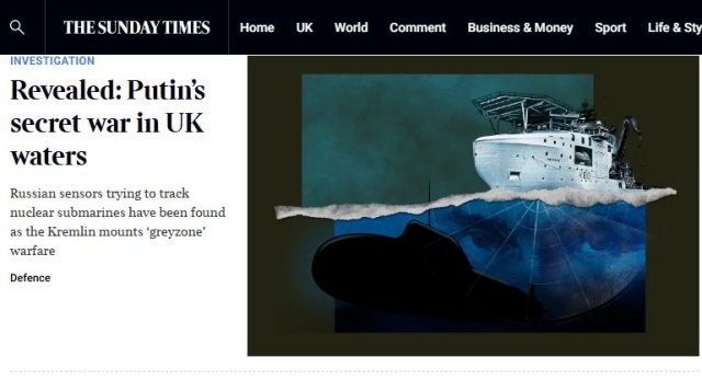 Rosjanie naszpikowali czujnikami morze wokół brytyjskich wód - ujawnia Sunday Times. To w celu szpiegowania nuklearnych okrętów podwodnych, należących do brytyjskiego Royal Navy.