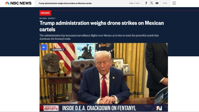 Administracja prezydenta USA Donalda Trumpa rozważa przeprowadzenie ataków dronów na kartele narkotykowe w Meksyku w ramach działań mających na celu zwalczanie gangów przestępczych przemycających narkotyki przez południową granicę - podała we wtorek NBC News.