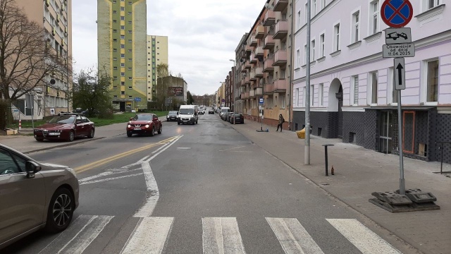 Tymczasowa organizacja ruchu na ulicy Budziszyńskiej w Szczecinie.
