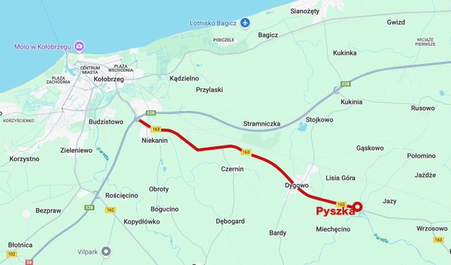 Po świętach rozpoczną się prace przygotowawcze przy budowie ścieżki rowerowej na odcinku Kołobrzeg - Pyszka, na drodze wojewódzkiej nr 163.